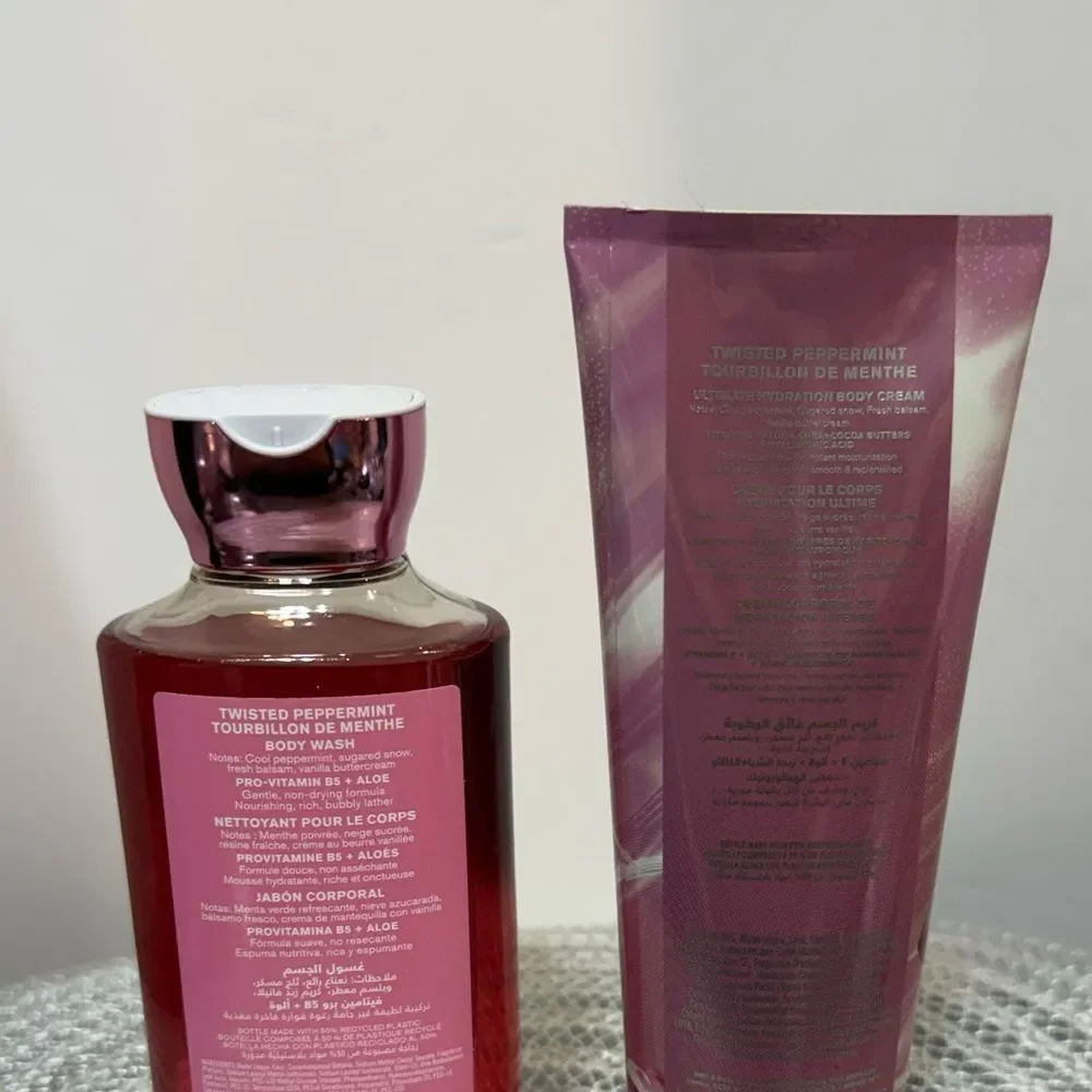 BBW Twisted Peppermint Body Cream and Body Wash Set of 2 NWT